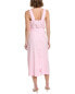 Vince Belted Square Neck Linen-Blend Midi Dress Women's Pink Xxs - фото #2