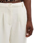 Object premium textured wide leg trousers in cream