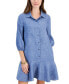 Фото #4 товара Women's 100% Linen Flounce Shirtdress, Created for Macy's