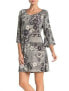 Papillon 161218 Women's Printed 3/4 Sleeve Shift Dress Black/White Sz. Large