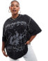 Фото #1 товара ASOS DESIGN Curve oversized t-shirt with rock graphic and stud detail in washed black