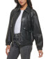 ფოტო #4 პროდუქტის Women's Faux Leather Dad Bomber Jacket