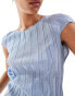 Фото #2 товара Mango lurex stripe low back co-ord t-shirt in blue