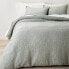 Фото #1 товара Full/Queen Textured Chambray Cotton Duvet Cover & Sham Set Dark Teal Blue -