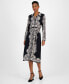 ფოტო #1 პროდუქტის Women's Printed Long-Sleeve Midi Shirtdress