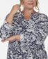 Фото #5 товара Plus Size Pleated Long Sleeve Floral Print Blouse