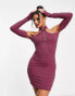 Фото #4 товара ASYOU space dye ribbed cold shoulder mini dress in purple