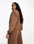 Фото #2 товара Chelsea Peers Mix&Match zip through sweatshirt in brown