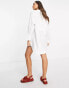 Selected Femme cotton shirt with ruched back in white - WHITE