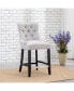 Фото #4 товара 24" Linen Fabric Tufted Buttons Upholstered Wingback Counter Stool