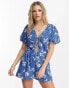 Wednesday's Girl dotty floral print playsuit in cornflower blue