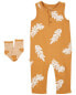 Фото #2 товара Baby 2-Piece Feather Jumpsuit & Socks Set 9M