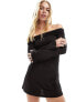 Фото #11 товара ASOS DESIGN bow front bardot mini dress in black