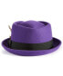 Фото #2 товара Men's Wool Contrast-Band Pork Pie Fedora Hat