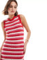 Фото #2 товара ONLY maxi knit dress in red and white stripe