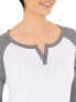 Фото #5 товара Athletic Works T-Shirt Women's Large White Gray Heather Split Neck Raglan Sleeve