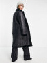 Фото #3 товара Vila longline faux shearling lined coat in black