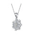 Фото #2 товара White Gold Plated with Cubic Zirconia Flower Snowflake Pendant Necklace
