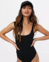 Фото #3 товара ASOS DESIGN cotton scoop neck vest bodysuit in black - BLACK