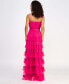 Фото #2 товара Juniors' Strapless Tiered-Ruffle Mesh Gown