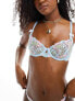 Boux Avenue Flora bridal floral embroidered balconette bra in blue