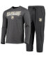 ფოტო #1 პროდუქტის Men's Black, Heathered Charcoal Distressed Army Black Knights Meter Long Sleeve T-shirt and Pants Sleep Set