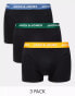 Фото #1 товара Jack & Jones 3 pack trunks in black with coloured waistbands