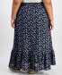 Trendy Plus Size Printed Button-Front Maxi Skirt