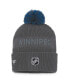 Фото #2 товара Men's Charcoal Winnipeg Jets Authentic Pro Home Ice Cuffed Knit Hat with Pom