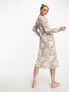 Vero Moda long sleeve midi dress in pink and purple floral