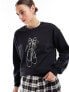 Фото #1 товара ASOS DESIGN oversized sweatshirt with bow graphic in black