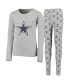 ფოტო #8 პროდუქტის Big Boys Heathered Gray Dallas Cowboys Long Sleeve T-shirt and Pants Sleep Set