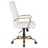 Фото #1 товара High Back White Leather Executive Swivel Chair With Gold Frame And Arms