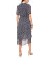 Women's Printed Puff Sleeve Tiered Midi Dress