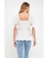 Women's Smocked Bow Tie Peplum Top