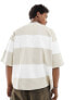 Dr Denim Curtis oversized fit t-shirt in pale taupe stripe