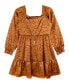 ფოტო #1 პროდუქტის Big Girls Puff Sleeve Ruffle Hem Dress with Necklace, 2-Pieces