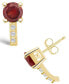 ფოტო #1 პროდუქტის Garnet (2-1/5 ct. t.w.) and Diamond (1/8 ct. t.w.) Stud Earrings in 14K Yellow Gold