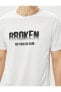 Spor Tişört Slogan Baskılı Kısa Kollu Bisiklet Yaka