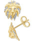 ფოტო #1 პროდუქტის Men's Diamond Lion Stud Earrings (1/3 ct. t.w.) in 14k Gold-Plated Sterling Silver