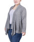 ფოტო #3 პროდუქტის Plus Size Long Sleeve Ribbed Cardigan