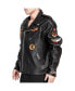 Men's Snoopy Black Peanuts Graphic Biker Full-Zip Jacket