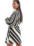 Фото #5 товара Never Fully Dressed Petite crochet balloon sleeve mini dress in monochrome stripe