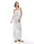 ONLY bead straps geo print maxi dress in white and blue weiß, S - EU 36 - фото #1