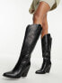 ASOS DESIGN Wide Fit Claudia western knee boots in black