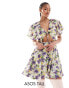 ASOS DESIGN Tall mini cut out dress with godet skirt in lilac floral lila geblümt, 34 - фото #1