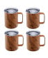 Фото #2 товара Wood Decal Insulated Coffee Mugs, Set of 4
