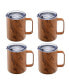 Wood Decal Insulated Coffee Mugs, Set of 4