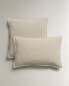 Linen cushion cover with topstitching