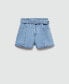 ფოტო #6 პროდუქტის Women's Belt Detail Denim Shorts